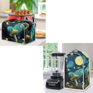 jndtueit van gogh bread toaster oven cloth cover, mushroom moon blender cover toaster protection, blue starry night appliance accessories