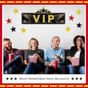 Tigeen 32 Pcs VIP Party Decorations Set 1 Shiny VIP Entrance Decoration 30 Gold Red Black Glitter Star 1 Gold Decorative Door Curtain for Movie Night Party VIP Party Music Award Night Birthday