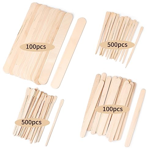 1200Pcs Waxing Sticks - 4 Style Assorted Wood Wax Sticks for Body Face Hair Removal, Eyebrow Lip Nose Small Waxing Applicator Sticks, Wax Spatula Applicator Wooden Craft Sticks