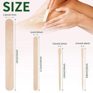 1200Pcs Waxing Sticks - 4 Style Assorted Wood Wax Sticks for Body Face Hair Removal, Eyebrow Lip Nose Small Waxing Applicator Sticks, Wax Spatula Applicator Wooden Craft Sticks