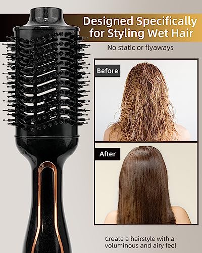 7MAGIC Blow Dryer Brush, 1200W Hair Dryer Brush Blow Dryer for Women, One Step Volumizer and Styler in One, Hot Air Brush with Ceramic Coating for Straight and Curling Hair Salon, Anti Frizz