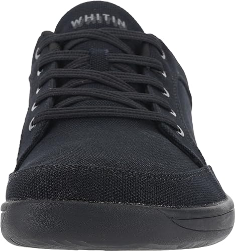 WHITIN Men's Wide Toe Box Canvas Barefoot Minimalist Shoes Zero Drop Sneaker Extra Width Size 13 Gym Tennis Male Casual Weightlifting Black 47