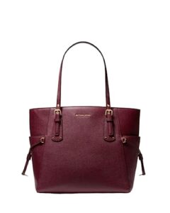 michael kors voyager small pebbled leather tote bag (merlot)