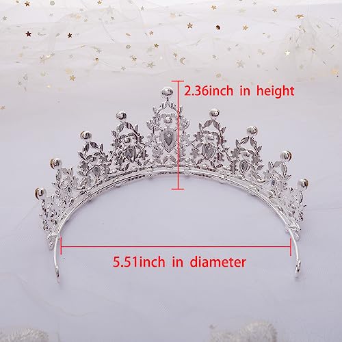 Ruokfziyan Birthday Tiara and Crown for Women Crystal Queen Crowns Rhinestone Princess Tiaras for Girl Bride Wedding Hair Accessories for Bridal Party Prom Halloween Cos.play dress Christmas (Silver)