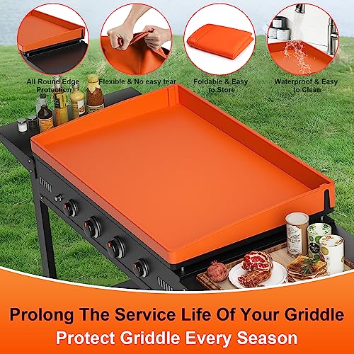 28 Inch Griddle Cover Silicone Protective Mat for Blackstone, Upgrade All-Round Edge Silicone Grill Mat Griddle Protector Blackstone Accessories Protect from Dust & Rust