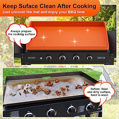 28 Inch Griddle Cover Silicone Protective Mat for Blackstone, Upgrade All-Round Edge Silicone Grill Mat Griddle Protector Blackstone Accessories Protect from Dust & Rust