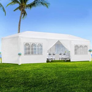 10'x30' party tent, outdoor tents for parties, wedding and birthday, white large canopy tent with 8 removable sidewalls & transparent windows, outside gazebo event tent for garden, patio and backyard
