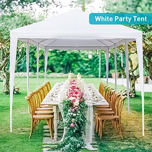 10'x30' Party Tent, Outdoor Tents for Parties, Wedding and Birthday, White Large Canopy Tent with 8 Removable Sidewalls & Transparent Windows, Outside Gazebo Event Tent for Garden, Patio and Backyard