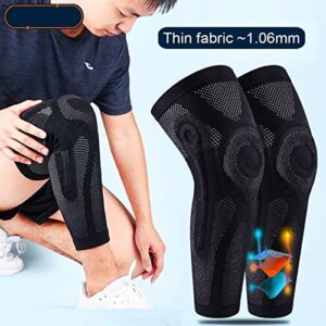 FANOLO Sports Full Long Leg Knee Compression Sleeve with Patella Gel Pad & Side Stabilizers - Knee Brace for Men Women Running, Gym, Workout, Arthritis, Joint Recovery (Black,Large)