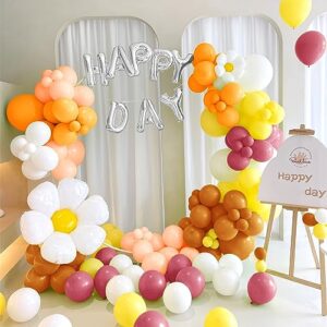 166 Pieces Daisy Balloon Garland Arch Kit Pastel Balloon Arch Pink and Orange Balloons Boho Balloon Garland Kit Groovy Balloon Garland Kit Daisy Party Decorations
