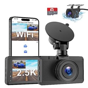 dash cam front and rear camera, otovoda 3inch screen wifi dash cam, 2.5k+1080p dash camera for cars, dashboard camera with free 64gb sd card, type-c port, parking monitor, super night vision