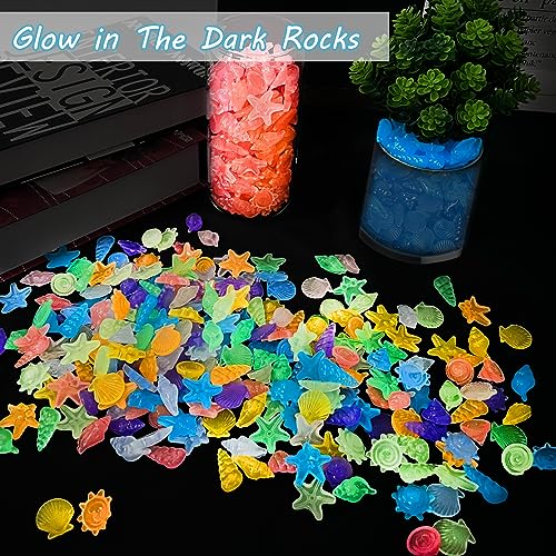 Kaiyuan Dynasty 100pc Sea Glow in The Dark Rocks Aquarium Glow Stones Rocks for Fish Tank Glow Pebbles for Fairy Garden,Yard,Bonsai,DIY Crafts,Color