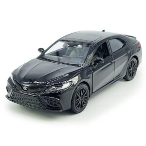 camry xse 2022 model car 1/36 scale diecast toy cars metal alloy children’s die-cast vehicles, pull back doors open, black rim, collection for men, kids toys for boys gifts, black