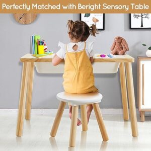 Beright Wooden Step Stool for Kids, Children's Stool Perfect Matched Sensory Table, 9 Inch Sturdy Sitting Stool with Assembled Four-Legged, 2 Pack