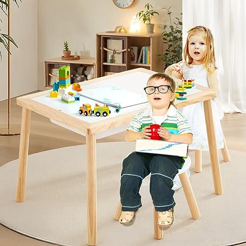 Beright Wooden Step Stool for Kids, Children's Stool Perfect Matched Sensory Table, 9 Inch Sturdy Sitting Stool with Assembled Four-Legged, 2 Pack