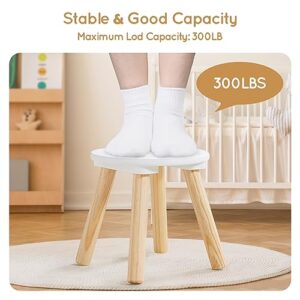 Beright Wooden Step Stool for Kids, Children's Stool Perfect Matched Sensory Table, 9 Inch Sturdy Sitting Stool with Assembled Four-Legged, 2 Pack