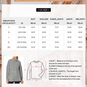Dokotoo Womens Sweatshirts Casual Long Sleeve Pullover Turtleneck Drawstring Cute Tops Solid Color Relaxed Fit Sexy Side Split Gray Shirts Large