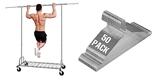 SPECILITE Heavy Duty Clothes Rack with 50 Pack Wire Hangers