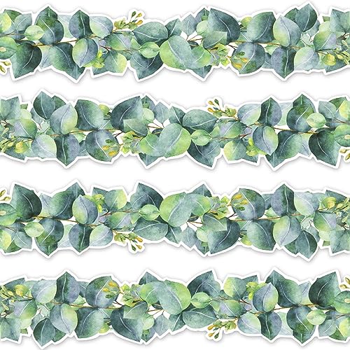 Bulletin Board Borders Decorations, Classroom Borders for Bulletin Board - Eucalyptus Die-Cut Border Bulletin Board Trim Decor, Greenery Classroom Wall Decor, Green Plant Bulletin Board Border (59Ft)