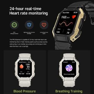 Loluka Military Smart Watch Make/Receive Calls Heart Rate Monitor 1.83" HD Screen Smartwatch Compatible with iPhone Android Phones Pedometer Sports Watches for Men Women