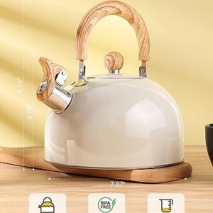 VARLEAS Whistling Tea Kettle for Stovetop, Surgical-Grade Stainless Steel Tea pot Kettles with Stay-Cool Ergonomic Handle, 2.6 Quart Rapid Boiling Teapot for Home Kitchen - Milk White