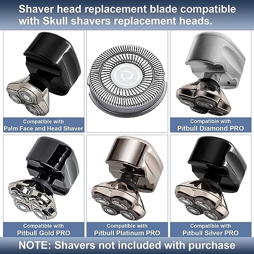 Shaver Replacement Blades, Electric Razor Replacement Head, Compatible with Skull Shaver Pitbull Gold/Silver PRO Shaver And other Electric shaver, Super Close Shaving Replacement Heads, 8-Pack.