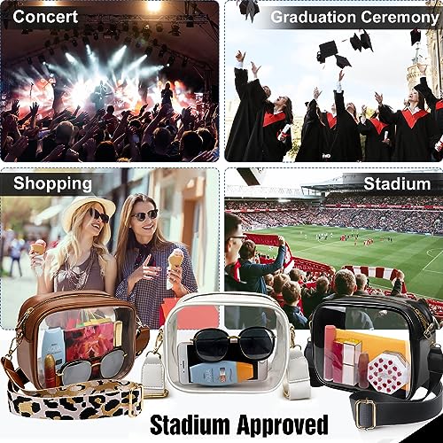 COROMAY Clear Bag Stadium Approved, Clear Crossbody Purse Bag with Adjustable Strap, Leather Clear Stadium Bag for Sports Concerts Events