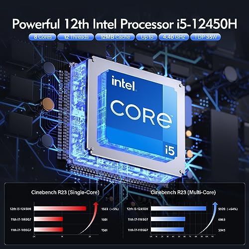 GEEKOM Mini PC Mini IT12, 12th Gen Intel i5-12450H NUC12 Mini Computers(8 Cores,12 Threads) 16GB DDR4/512GB PCIe Gen 4 SSD Windows 11 Pro Desktop PC Support Wi-Fi 6E/Bluetooth 5.2/USB 4.0/2.5G LAN/8K