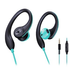 mucro sport earbuds wired in-ear headphones with over ear hook earclip running earphones wrap around ear buds compatible with smartphone laptop tablet mp3-3.5mm jack