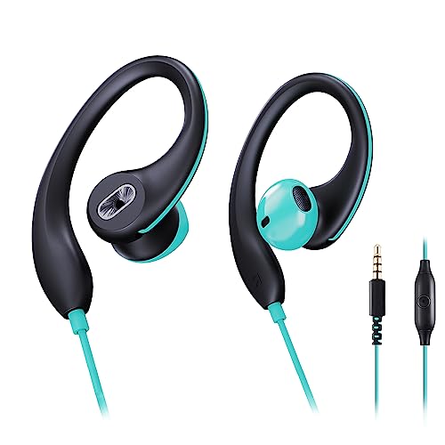 MUCRO Sport Earbuds Wired in-Ear Headphones with Over Ear Hook Earclip Running Earphones Wrap Around Ear Buds Compatible with Smartphone Laptop Tablet MP3-3.5mm Jack