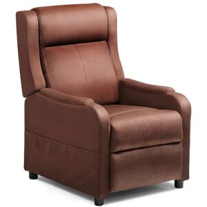 comhoma recliner chair for living room, modern fabric adjustable massage recliner chair, single sofa seat with upholstered handrail living room chair (brown)