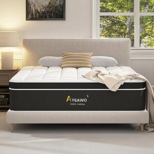 ayeawo full mattress, 12 inch full size mattress in a box, hybrid mattress with soft foam and pocket spring, pressure relief and motion isolation, medium firm mattress full size, fits all bed frames
