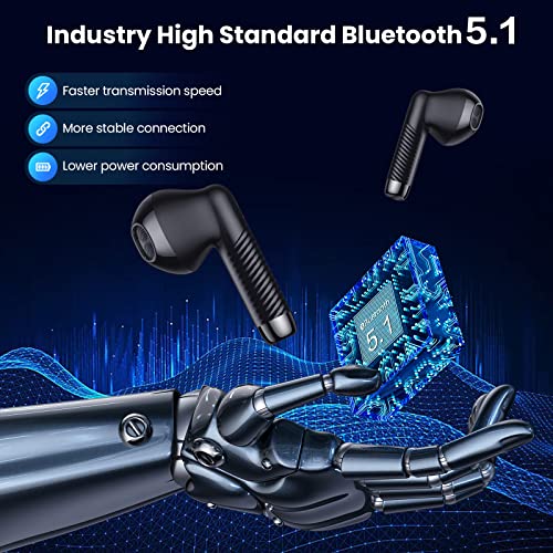 Wireless Earbuds Bluetooth 5.1 Headphones in Ear with Noise Cancelling Mic, Bluetooth Earbuds Stereo Bass, IP6 Waterproof Sports Earphones, 32H Playtime USB C Charging Ear Buds for Android iOS