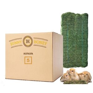 bunny honey bulk fresh alfalfa hay 80oz usda organic alfalfa hay for baby rabbits - best cut & delivered fresh - promotes healthy digestive function - 5 pound