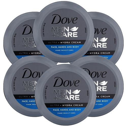 Dove Men+Care Ultra Hydra Cream, Face, Hands and Body care, All Skin Types, 6 Pack of 2.53 Oz Each