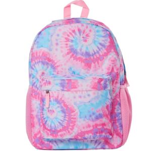 club libby lu pastel tie dye backpack for school girls, 16 inch, pink