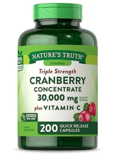 cranberry concentrate plus vitamin c | 30,000mg | 200 quick release capsules | non-gmo & gluten free supplement | by nature's truth