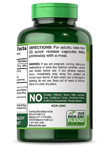 Cranberry Concentrate Plus Vitamin C | 30,000mg | 200 Quick Release Capsules | Non-GMO & Gluten Free Supplement | by Nature's Truth