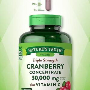 Cranberry Concentrate Plus Vitamin C | 30,000mg | 200 Quick Release Capsules | Non-GMO & Gluten Free Supplement | by Nature's Truth