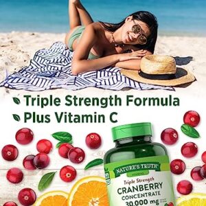 Cranberry Concentrate Plus Vitamin C | 30,000mg | 200 Quick Release Capsules | Non-GMO & Gluten Free Supplement | by Nature's Truth