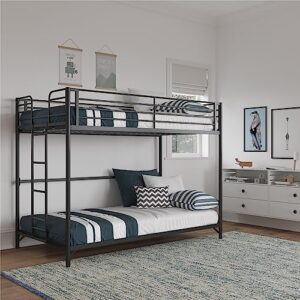 dhp daven easy assembly kids bunk bed, twin over twin, black