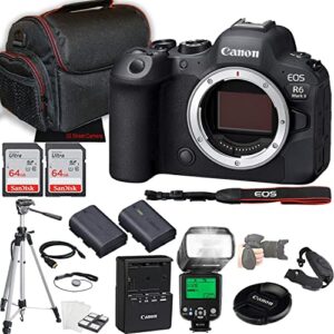 canon eos r6 mark ii mirrorless camera (body only) + 2x 64gb memory + case + filters + ttl flash + more (25pc bundle)