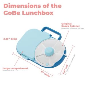 GoBe Kids Lunchbox with Detachable Snack Spinner, Bundle with Hand Strap & Sticker Sheet, Reusable Bento Style Lunch Container, 5 Small +1 Large Sandwich Compartment, BPA & PVC Free, Dishwasher Safe