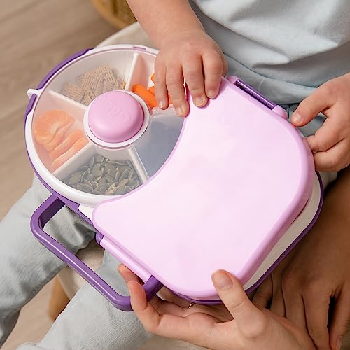 GoBe Kids Lunchbox with Detachable Snack Spinner, Bundle with Hand Strap & Sticker Sheet, Reusable Bento Style Lunch Container, 5 Small +1 Large Sandwich Compartment, BPA & PVC Free, Dishwasher Safe