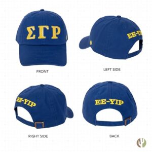 Sigma Gamma Rho Baseball Hat Brimmed Embroirderd Hats Cap Adjustable Cloth Strap Adult (Style 2) Blue