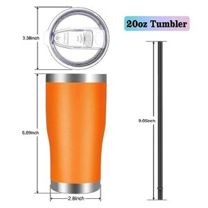 VEGOND 20oz Tumbler Stainless Steel Tumbler Cup with Lid And Straw Vacuum Insulated Double Wall Travel Coffee Mug(orange package 1)