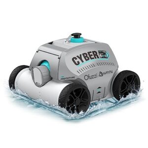ofuzzi cyber 1200 cordless robotic pool cleaner, max.120 mins runtime, 3h fast charge, 1.5x suction power automatic pool vacuum for above/in ground pools up to 1076ft² of flat bottom (grey)