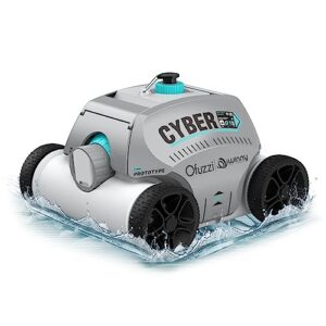 Ofuzzi Cyber 1200 Cordless Robotic Pool Cleaner, Max.120 Mins Runtime, 3H Fast Charge, 1.5X Suction Power Automatic Pool Vacuum for Above/In Ground Pools Up to 1076ft² of Flat Bottom (Grey)