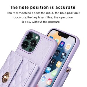WATSKY Suitable for iPhone 14Pro Mobile Phone case, Card case, Organ Card case Leather case Light Purple