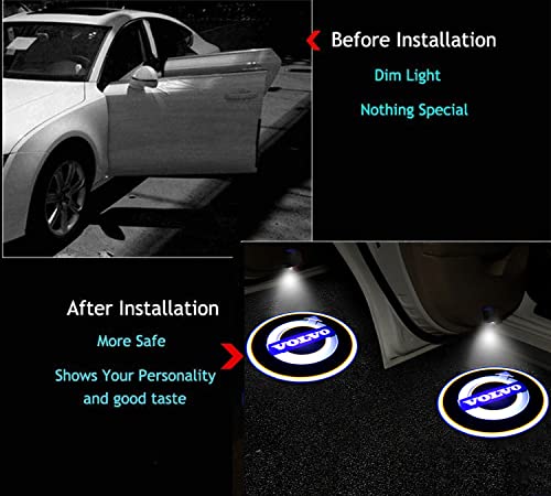 2Pcs Universal for Wireless Car Door Logo Light LED HD Welcome Courtesy Ghost Shadow Projector Lamp Compatible with Volvo Most Models